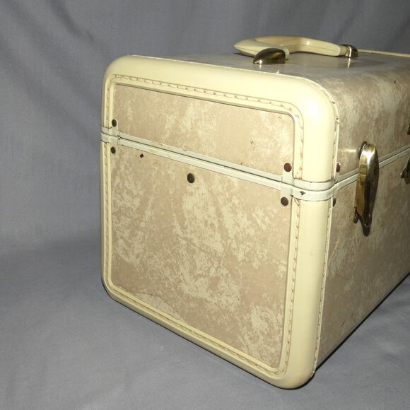 Vintage Samsonite Tan Marble Hard Side Train Case Style 4512 - Picture 4 of 11